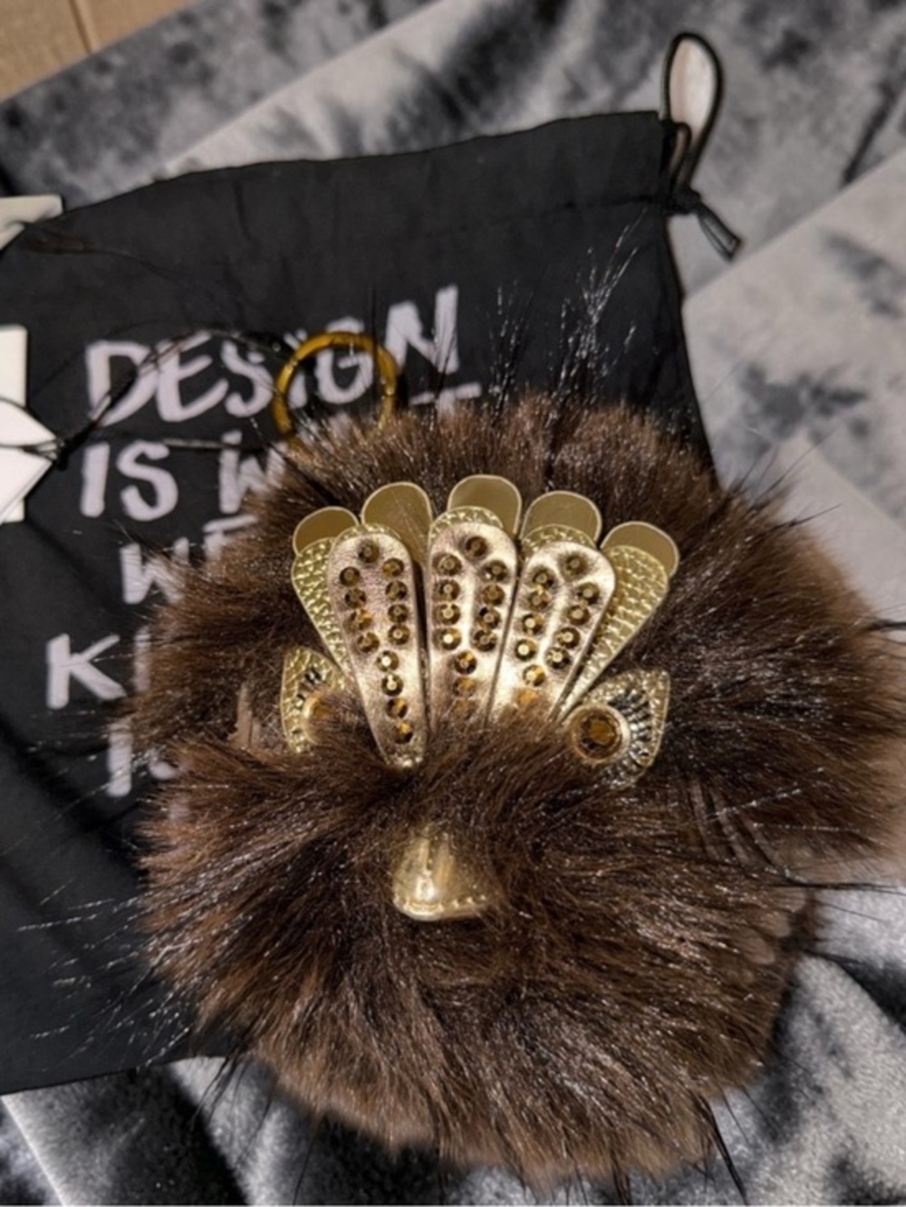 Kurt Geiger London Fuzzy Bird Bag Charm Pom Pom Eagle Keychain